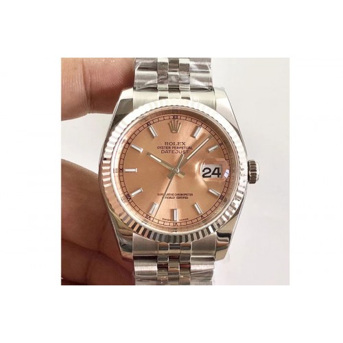 Rolex DateJust 36 116234 SS V2 904L ARF 1:1 Best Edition rose gold Dial on 904L SS Jubilee Bracelet SA3135