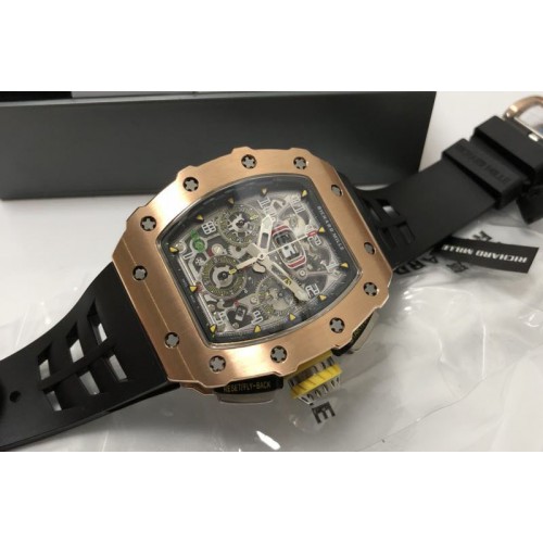 Richard Mille RM011 RG Chronograph Titanium KVF 1:1 Best Edition Crystal Skeleton Dial on Black Rubber Strap A7750 Richard Mille RM011 RG Chronograph Titanium KVF 1:1 Best Edition Crystal Skeleton Dial on Black Rubber Strap A7750