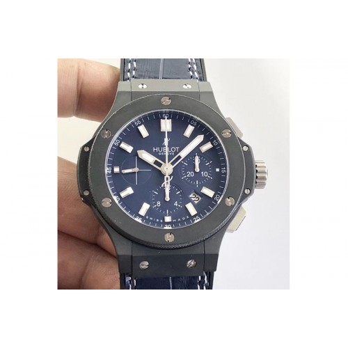 Hublot Big Bang 44mm Real Ceramic V6 1:1 Best Edition Blue Dial on Blue Gummy Strap HUB4104