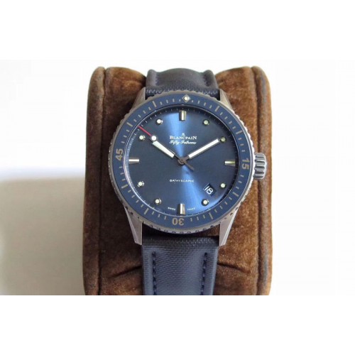 Blancpain Fifty Fathoms Bathyscape Titanium Ceramic Bezel ZF 1:1 Best Edition Blue Dial on Nylon Strap A1315