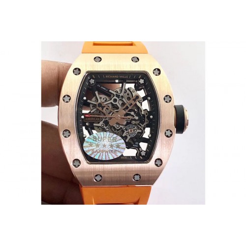 Richard Mille RM035-02 Americas RG KVF Best Edition Skeleton Dial on Orange Rubber Strap MIYOTA8215