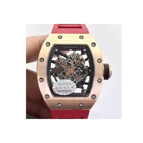Richard Mille RM035-02 Americas RG KVF Best Edition Skeleton Dial on Red Rubber Strap MIYOTA8215