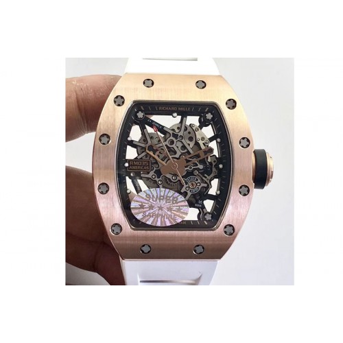 Richard Mille RM035-02 Americas RG KVF Best Edition Skeleton Dial on White Rubber Strap MIYOTA8215