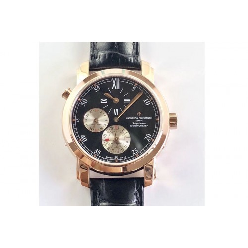 Vacheron Constantin Malte 42005 SS K11F Best Edition Black dial on black leather strap A1206 RDT