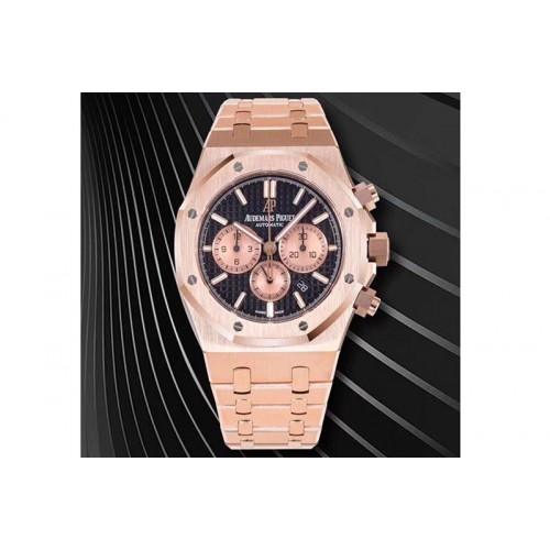 Audemars Piguet Royal Oak Chrono 26331ST RG OMF 1:1 Best Edition Black dial on SS Bracelet A7750