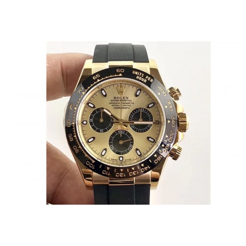 Rolex Daytona 116518 LN YG ARF 1:1 Best Edition YG Dial on Rubber Strap A4130 Super Clone V2