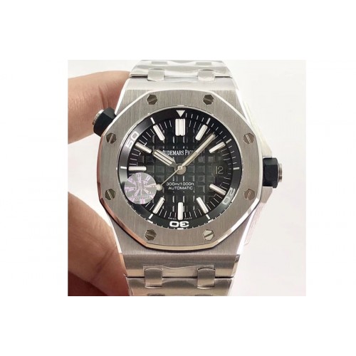 Audemars Piguet Royal Oak Offshore Diver 15703 V9.5 JF 1:1 Best Edition Black Dial on SS Bracelet A2824