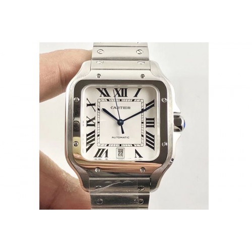 Santos de Cartier Large 2018 KOR 1:1 Best Edition White Dial on SS Bracelet MIYOTA 9015
