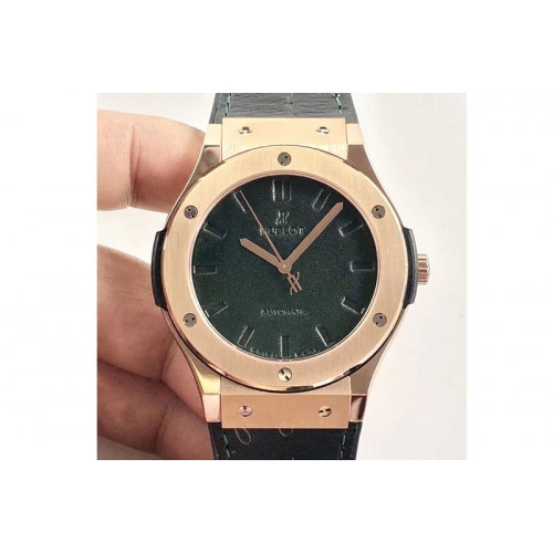 Hublot Classic Fusion 45mm RG Berluti Scritto Green Leather Dial on Green Gummy Strap A2892 Hublot Classic Fusion 45mm RG Berluti Scritto Green Leather Dial on Green Gummy Strap A2892
