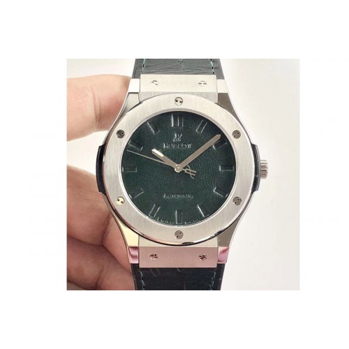 Hublot Classic Fusion 45mm SS Berluti Scritto Green Leather Dial on Green Gummy Strap A2892 Hublot Classic Fusion 45mm SS Berluti Scritto Green Leather Dial on Green Gummy Strap A2892