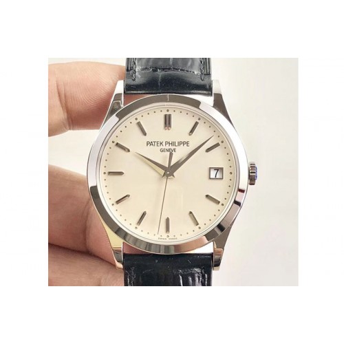 Patek Philippe Calatrava 5296G SS ZF 1:1 Best Edition Ivory Dial On Black Leather Strap 324CS (Free box)