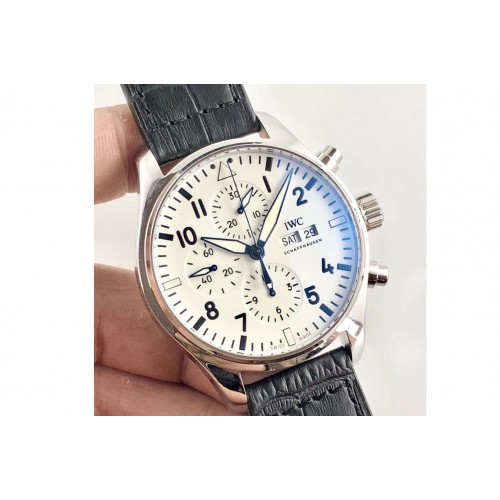 IWC Pilot Chrono 377725 "150 Years" ZF 1:1 Best Edition White Dial on Black Leather Strap A7750