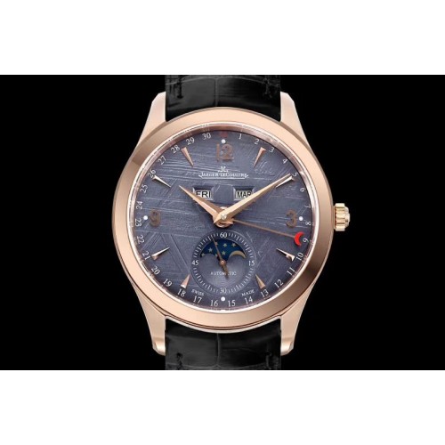 Jaeger-LeCoultre Master Calendar RG OMF 1:1 Best Edition Gray Dial on Brown Leather Strap A866