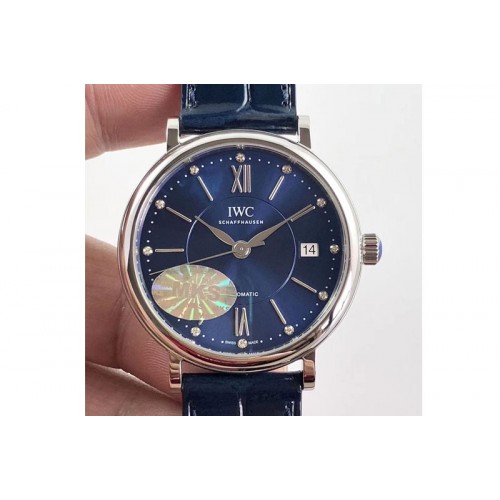 IWC Portofino IW458101 SS MK 1:1 Best Edition Blue Dial On blue leather strap MIYOTA 9015
