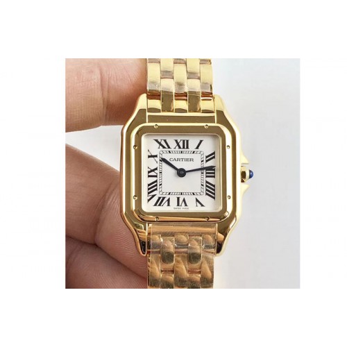 Cartier Panth�re Secrete Ladies 27mm YG 8848F 1:1 Best Edition White Dial on YG Bracelet Ronda Quartz