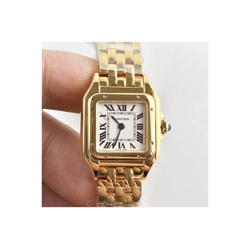 Cartier Panth�re Secrete Ladies 22mm YG 8848F 1:1 Best Edition White Dial on YG Bracelet Ronda Quartz