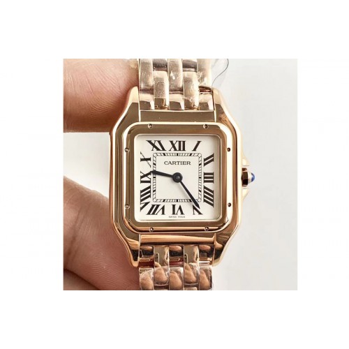Cartier Panth�re Secrete Ladies 27mm RG 8848F 1:1 Best Edition White Dial on RG Bracelet Ronda Quartz