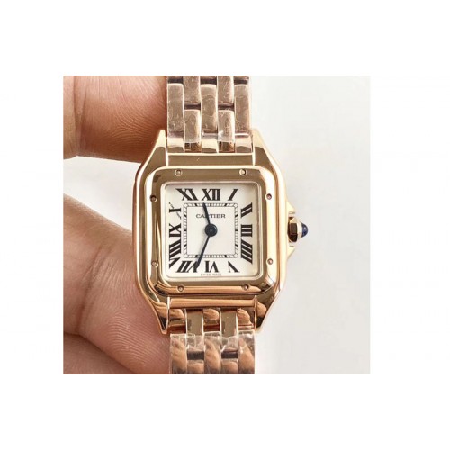 Cartier Panth�re Secrete Ladies 22mm RG 8848F 1:1 Best Edition White Dial on RG Bracelet Ronda Quartz