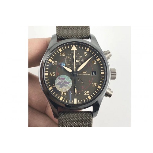 IWC PILOT IW389001 ZF 1:1 Best Edition Ceramic Case Green Dial on Green Nylon Strap A7750 (function same as genuine)