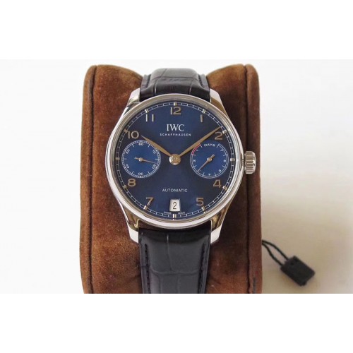 IWC PORTUGUESE REAL PR IW500710 ZF V4 1:1 BEST EDITION Blue Dial ON BLACK LEATHER STRAP A52010