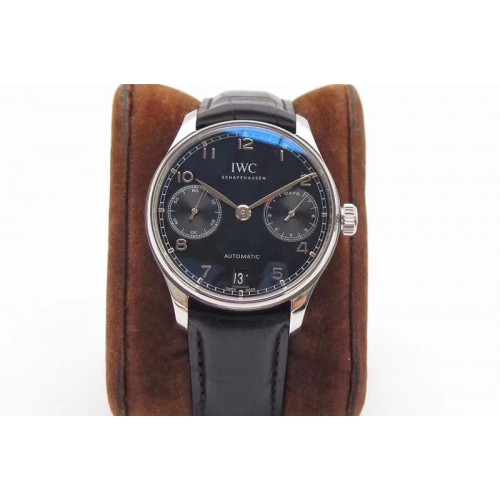 IWC PORTUGUESE REAL PR IW500109 V4 ZF 1:1 BEST EDITION Black Dial ON BLACK LEATHER STRAP A52010