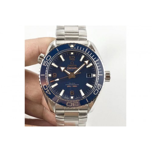 Omega Planet Ocean 43.5mm SS VSF 1:1 Best Edition Blue Ceramic Bezel and Dial on SS Bracelet A8900 Super Clone