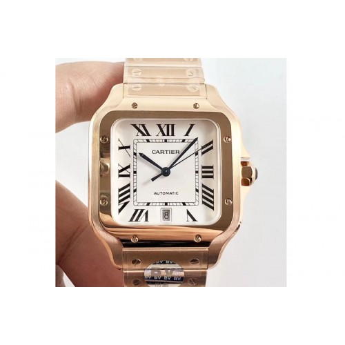 Santos de Cartier 40mm 2018 BVF 1:1 Best Edition RG White Dial on RG SmartLinks Bracelet MIYOTA 9015