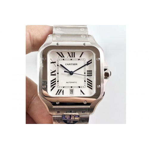 Santos de Cartier 40mm 2018 BVF 1:1 Best Edition White Dial on SS SmartLinks Bracelet MIYOTA 9015