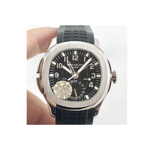 Patek Philippe Aquanaut 5164A SS GRF Best Edition Black Dial on Black Rubber Strap A324