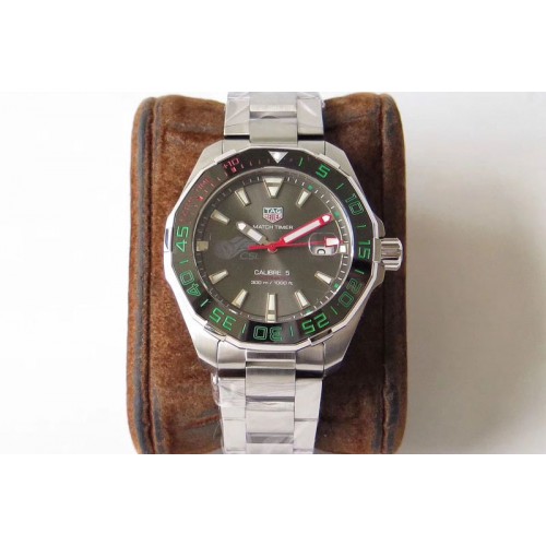 Tag Heuer Aquaracer Calibre 43mm Chinese Super League Ceramic Bezel SS GSF 1:1 Best Edition Gray Dial on SS Bracelet A2824