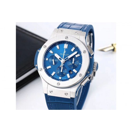 Hublot Big Bang 44mm SS V6F 1:1 Best Edition Blue Dial on Blue Gummy Strap HUB4104
