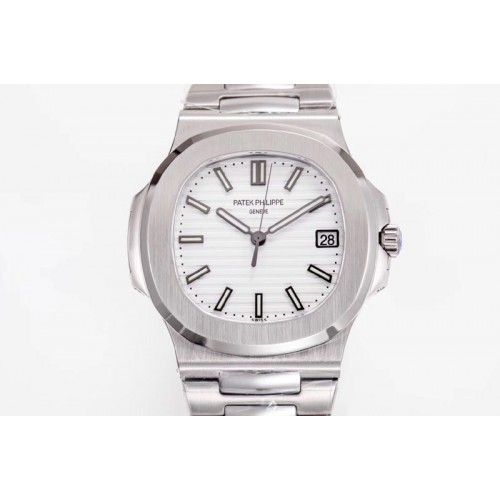 Patek Philippe Nautilus Jumbo 5711 MKF 1:1 Best Edition White Textured Dial on SS Bracelet A324 Clone V6