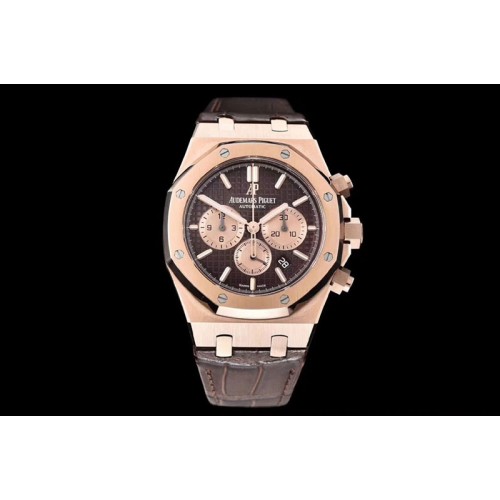 Audemars Piguet Royal Oak Chrono 26331ST RG OMF 1:1 Best Edition Brown dial on Brown Leather Strap A7750(Free Rubber Strap)