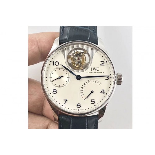IWC Portuguese Tourbillon IW5046 SS ZF Best Edition White Dial Blue Numbers SS Markers on Blue Leather Strap IWC Portuguese Tourbillon IW5046 SS ZF Best Edition White Dial Blue Numbers SS Markers on Blue Leather Strap