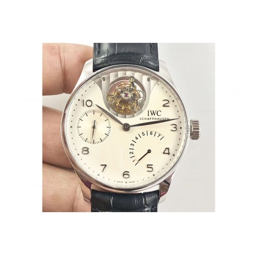 IWC Portuguese Tourbillon IW5046 SS ZF Best Edition White Dial SS Markers on Black Leather Strap IWC Portuguese Tourbillon IW5046 SS ZF Best Edition White Dial SS Markers on Black Leather Strap
