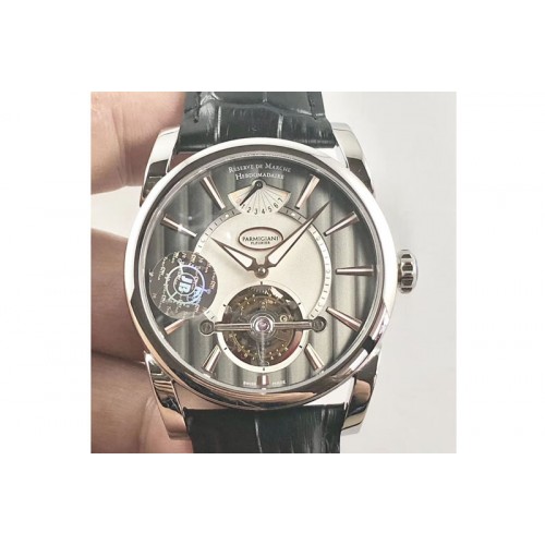 Parmigiani Fleurier Tonda Tourbillon Woodrock SS Real PR JBF Best Edition Black/White Dial on Black Leather Strap