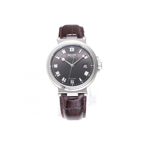 Breguet Marine 5517 SS V9F 1:1 Best Edition Brown Dial on Brown Leather Strap A23J