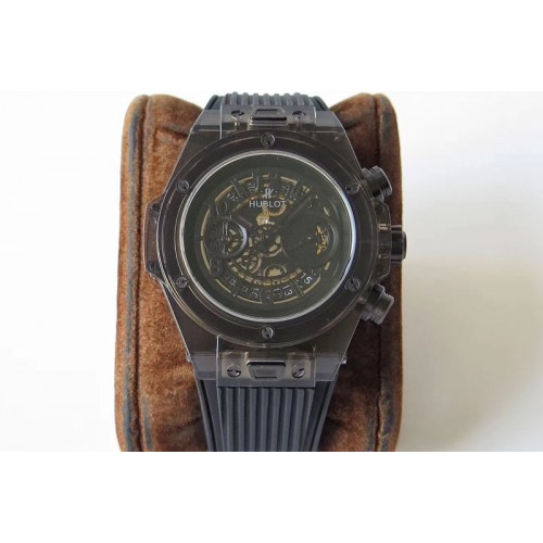 Hublot Big Bang Unico Black Magic Sapphire 45mm OXF Best Edition Black Dial on Black Rubber Strap A1242