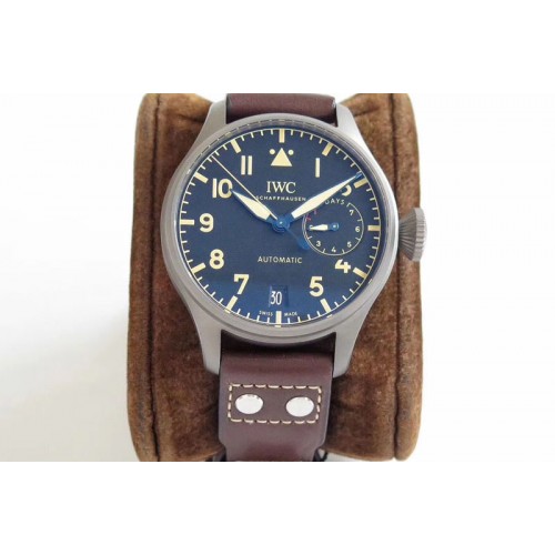 IWC Big Pilot IW510301 Satin-polished SS YLF Best Edition Black Dial on Black Leather Strap A521111