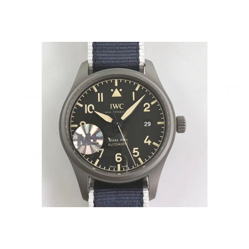 IWC Mark XVIII IW327006 Titanium Grand M+F 1:1 Best Edition Black Dial on Blue Nylon Strap A35111 (Free Leather Strap)