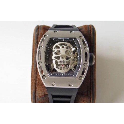 Richard Mille RM052 Titanium Real Tourbillon EURF Best Edition Skeleton Skull Dial on Black Rubber Strap Richard Mille RM052 Titanium Real Tourbillon EURF Best Edition Skeleton Skull Dial on Black Rubber Strap