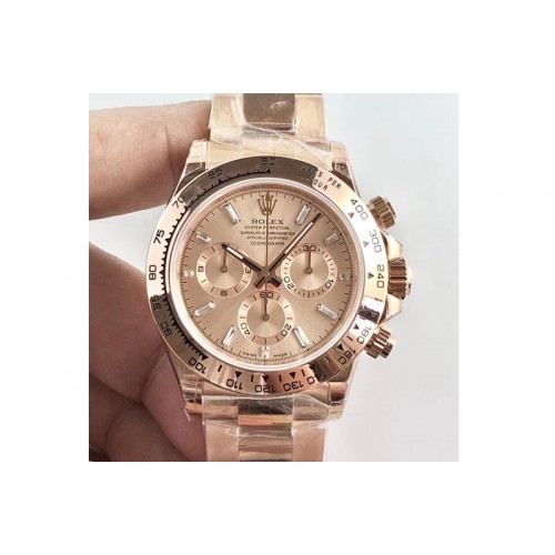 Rolex Daytona RG JH 1:1 Best Edition Gold Dial on RG Bracelet A4130 Super Clone