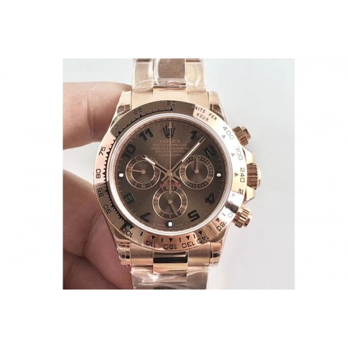 Rolex Daytona RG JH 1:1 Best Edition Brown Dial on RG Bracelet A4130 Super Clone