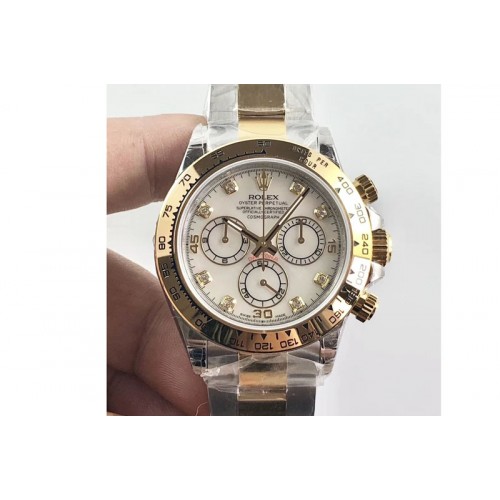 Rolex Daytona 116523 JH Best Edtion White Mop Dial Diamond Markers on SS/YG Bracelet A4130