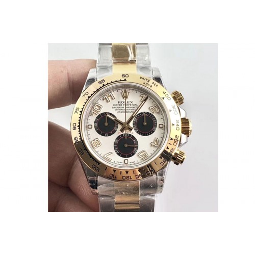 Rolex Daytona 116523 JH Best Edtion White Dial Number Markers on SS/YG Bracelet A4130