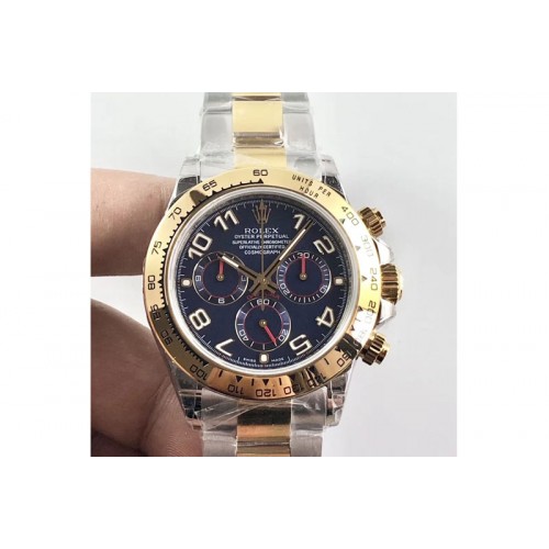 Rolex Daytona 116523 JH Best Edtion Blue Dial  Number Markers on SS/YG Bracelet A4130