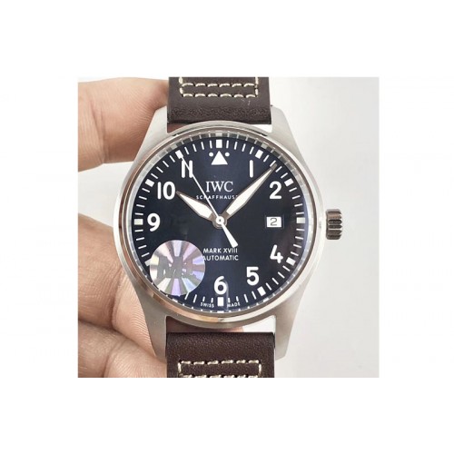 IWC Mark XVIII IW327010 SS M+F 1:1 Best Edition Blue Dial on Brown Leather Strap A35111 (Free Nylon Strap)