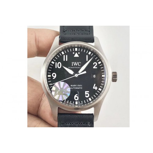 IWC Mark XVIII IW327001 SS M+F 1:1 Best Edition Black Dial on Black Leather Strap A35111 (Free Nylon Strap) IWC Mark XVIII IW327001 SS M+F 1:1 Best Edition Black Dial on Black Leather Strap A35111 (Free Nylon Strap)