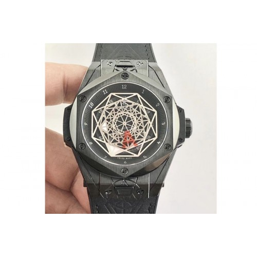Hublot Big Bang Unico Sang Bleu PVD HBF Skeleton Dial on Black Gummy Strap HUB1213