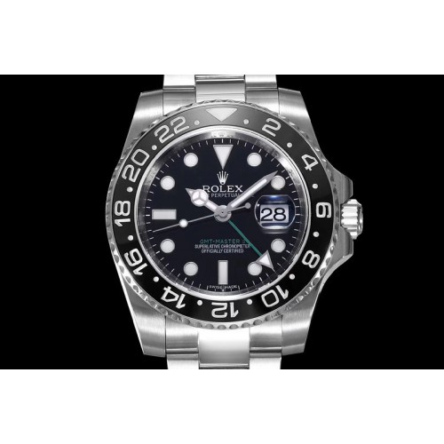 Rolex GMT Master II 116710 Real Black Ceramic Bezel 904L SS DJF Best Edition Blue Dial on 904L Oyster Bracelet A2836